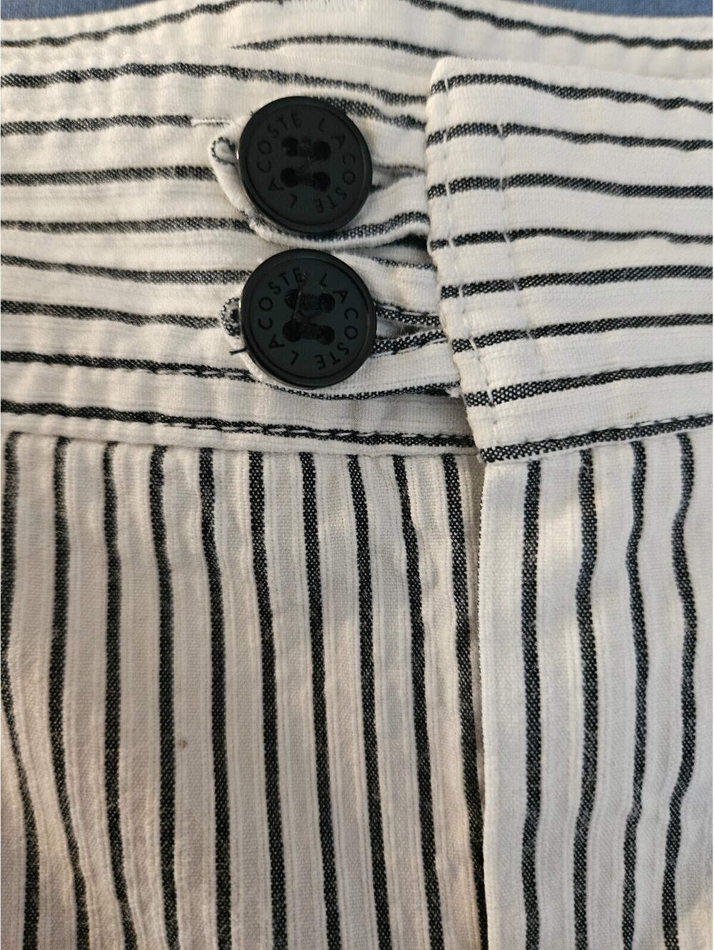 Lacoste Striped Chino Sailor Shorts with Button Detail-Med (28"-30")-Vintage - Picture 5 of 10